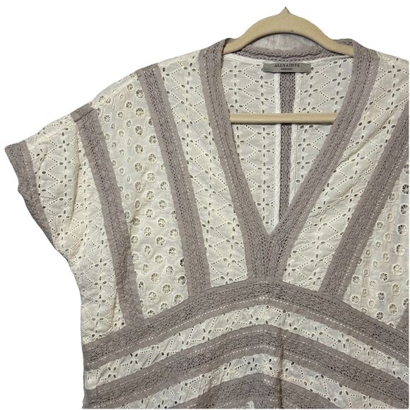 ALL SAINTS Cyndi Tee Mini Tunic Dress Eyelet Lace Boho Women's Size M - Picture 7 of 15